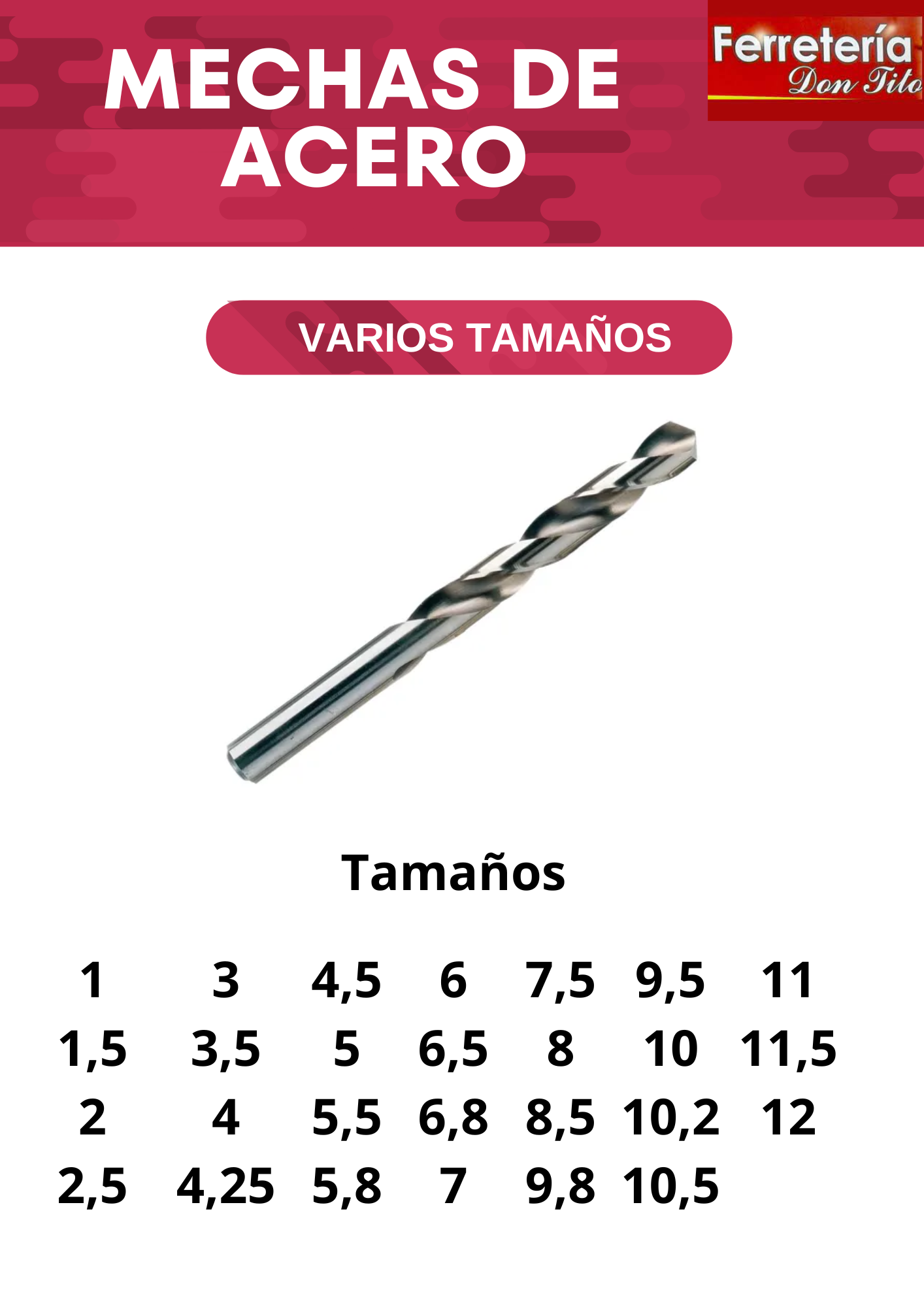 MECHA - BROCA DE ACERO TRAMONTINA 2,5 MM