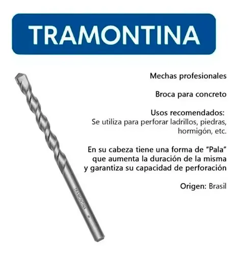 MECHA - BROCA DE WIDIA    TRAMONTINA 8 MM X 120 MM