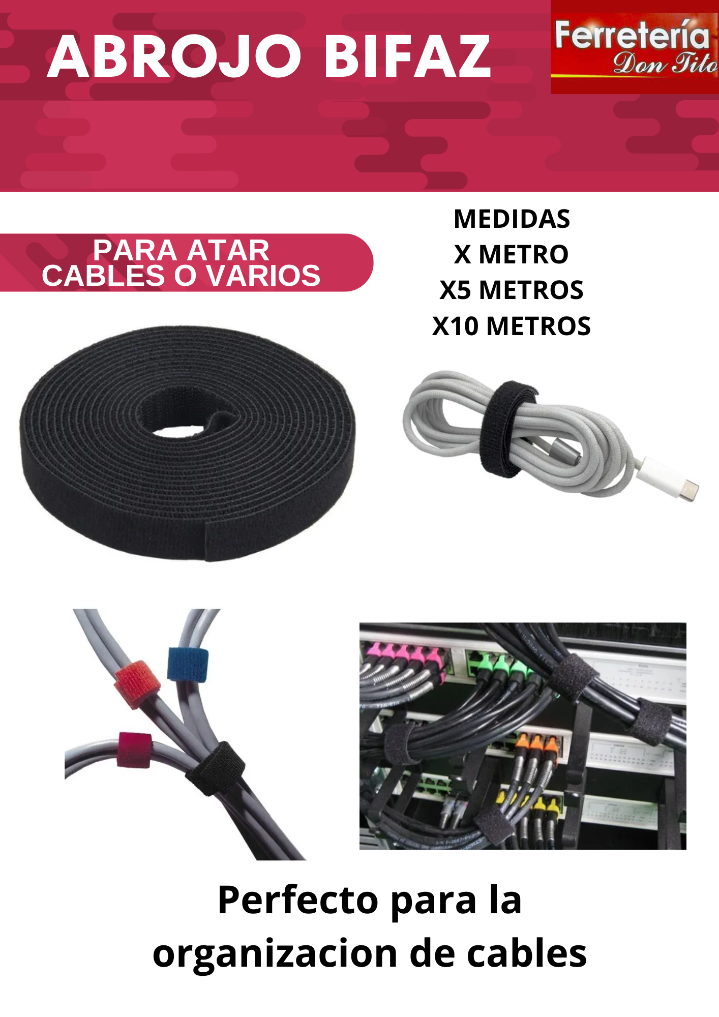 ABROJO BIFAZ PARA CABLES X10 METRO ANCHO 20MM