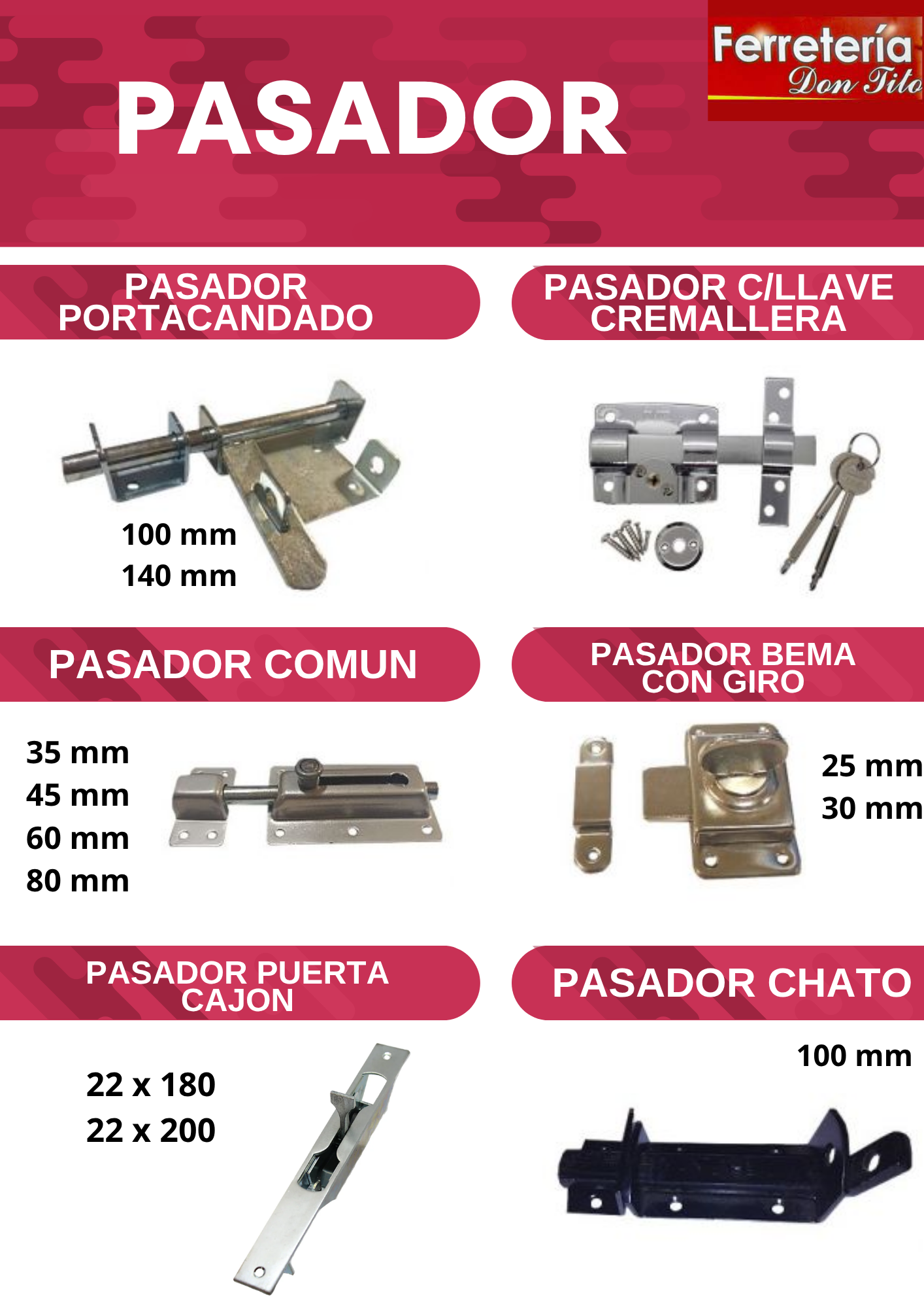 PASADOR PORTACAND.CROMAT.100MM   101