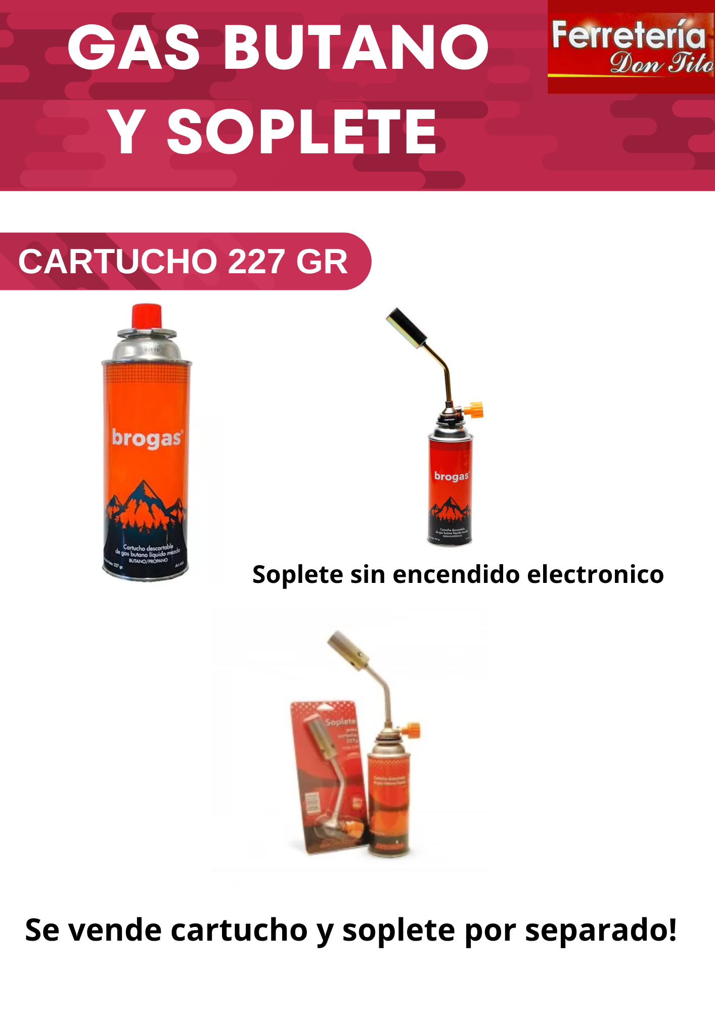 CARTUCHO GAS BUTANO 227 G. BROGAS