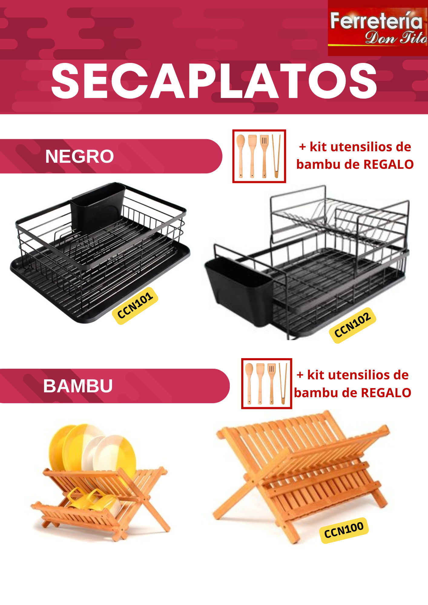 SECAPLATOS PLEGABLE DE BAMBÚ 46 X 33 X 27 CM CCN100