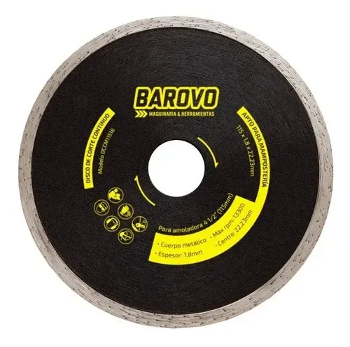 DISCO DE CORTE PARA MAMPOSTERIA BAROVO CONTINUO 115 MM