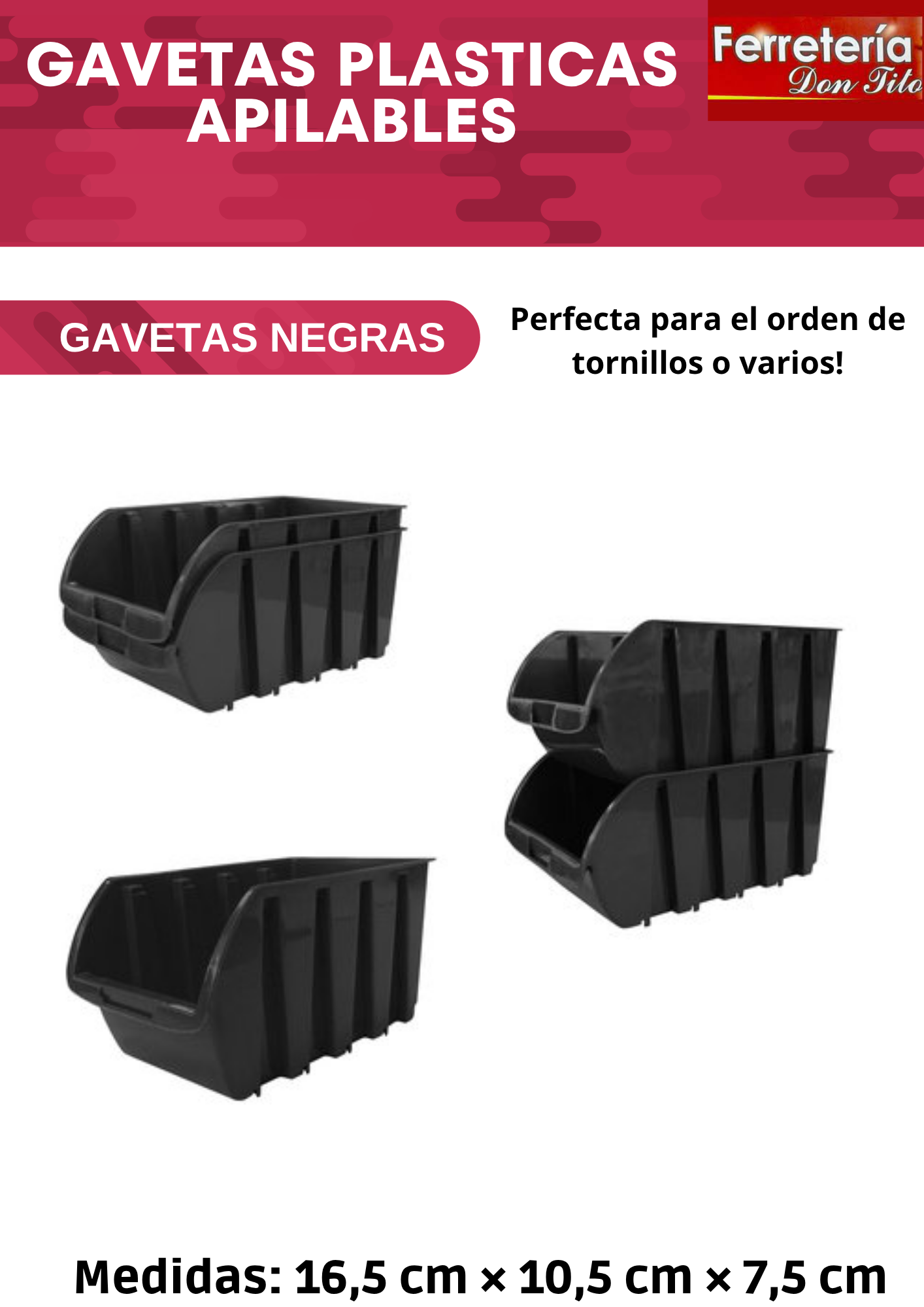 GAVETA PLÁSTICA APILABLE NEGRA