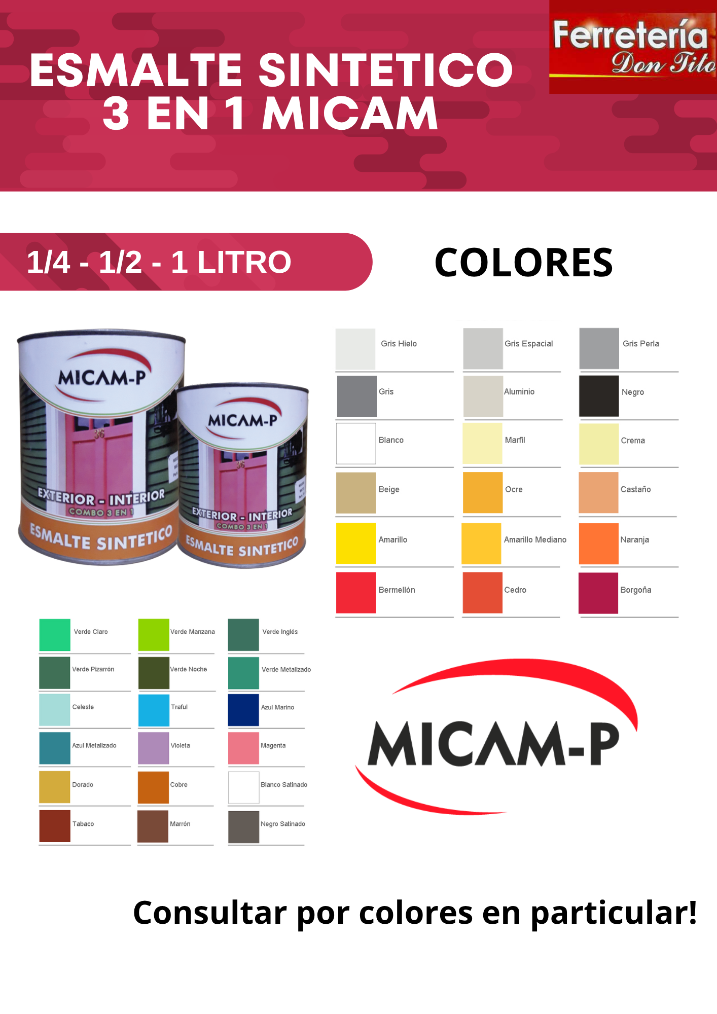 ESM. SINT. NEGRO MATE X 1/4 L (COMBO 3 EN 1)