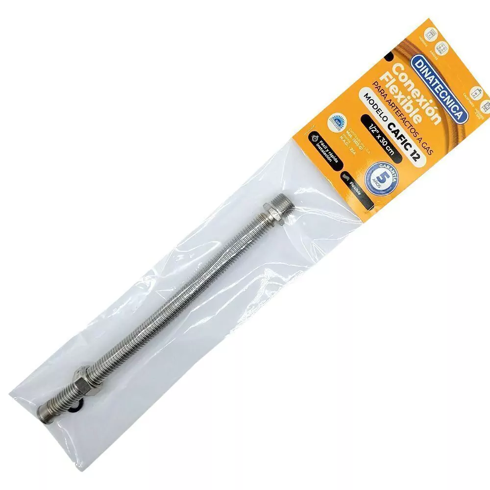 FLEXIBLE ACERO APROB. GAS Ø 1/2 × 30  DINATECNICA